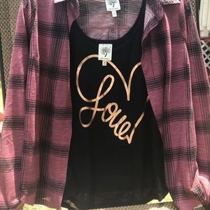 Women’s tank top with sweater over it